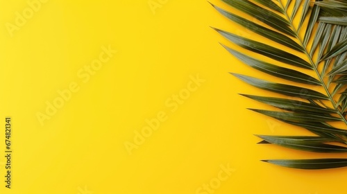 Tropical Shadow from Palm Leaf on Yellow Background
