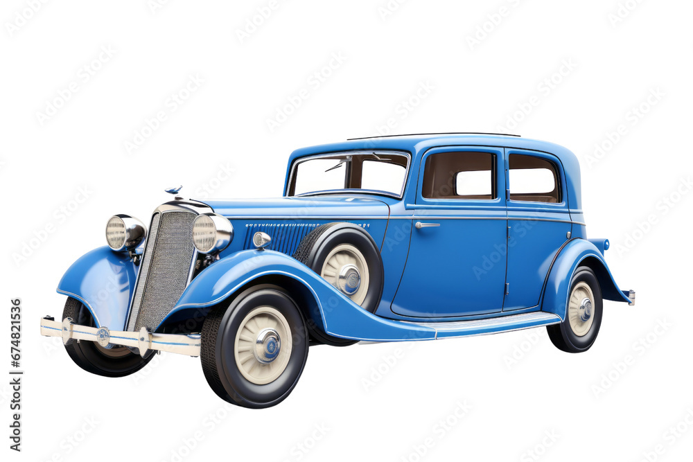 Vintage Vroom: 3D Blue Classic Car