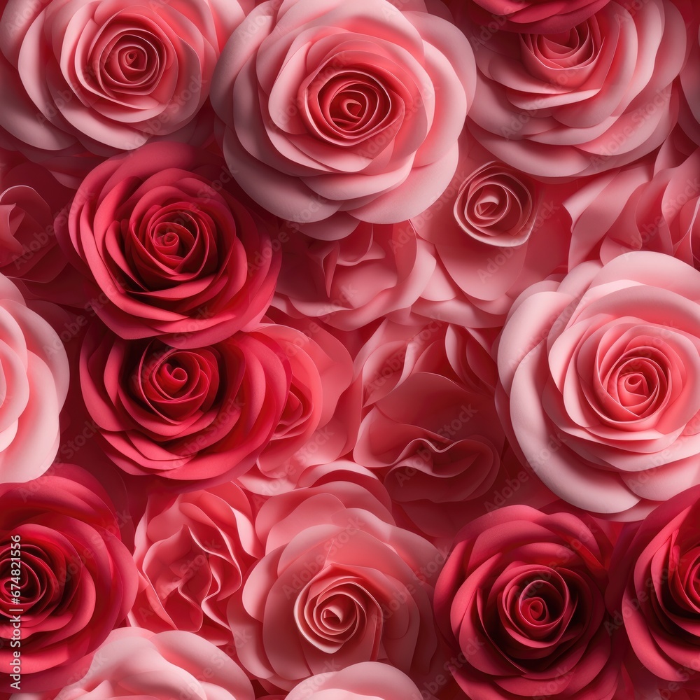 seamless pattern bouquet of red and pink roses