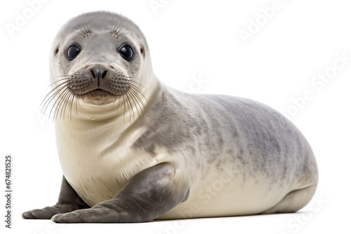 Baby of common seal on white background