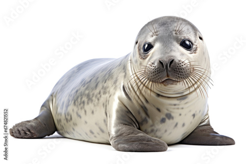 Baby of common seal on white background © Veniamin Kraskov