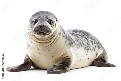 Baby of common seal on white background