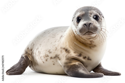 Baby of common seal on white background