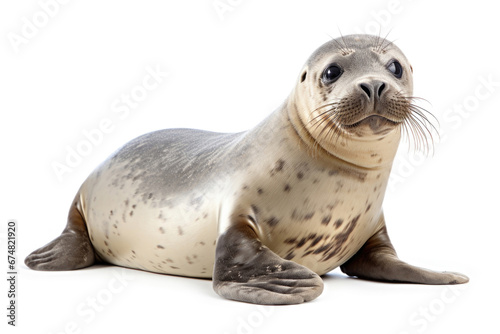 Baby of common seal on white background