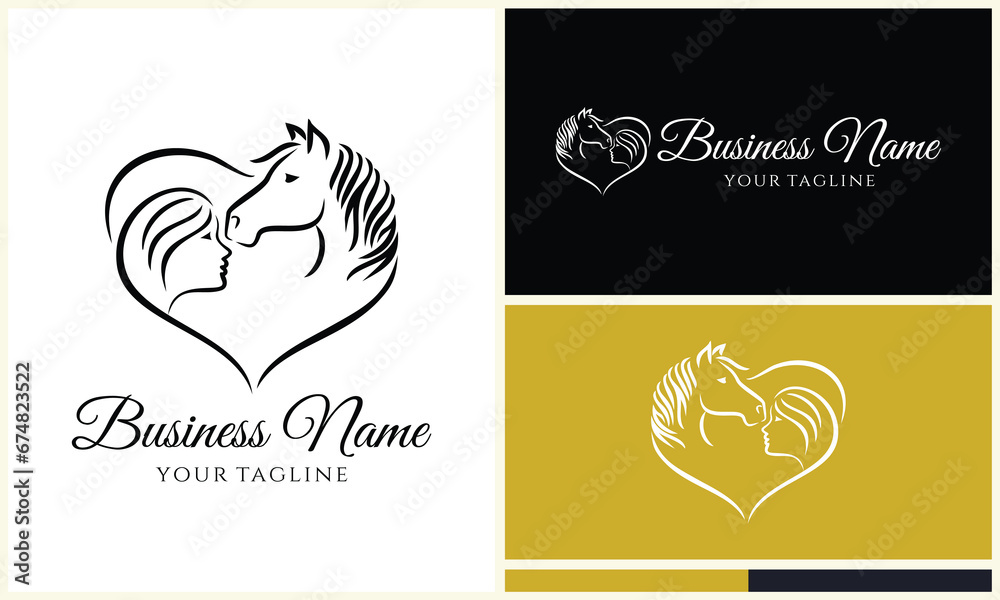 equestrian and kid logo template