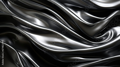 Metal background with black stainless steel texture wavy shapes. Black silver texture photo