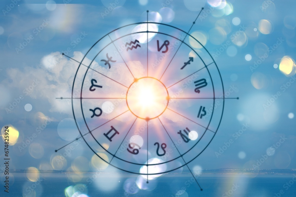 Zodiac signs in astrology horoscope circle. Zodiac signs in astrology horoscope circle.
