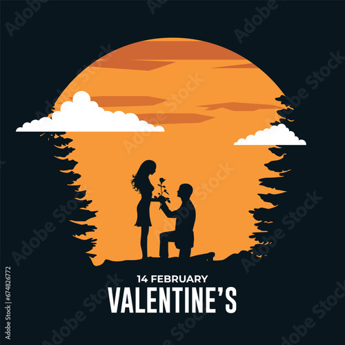 silhouette valentines day celebration social media post template 