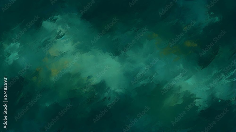 Fototapeta premium Close up of a Paint Texture in dark green Colors. Artistic Background of Brushstrokes