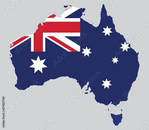 Australian map flag, vector illustration.