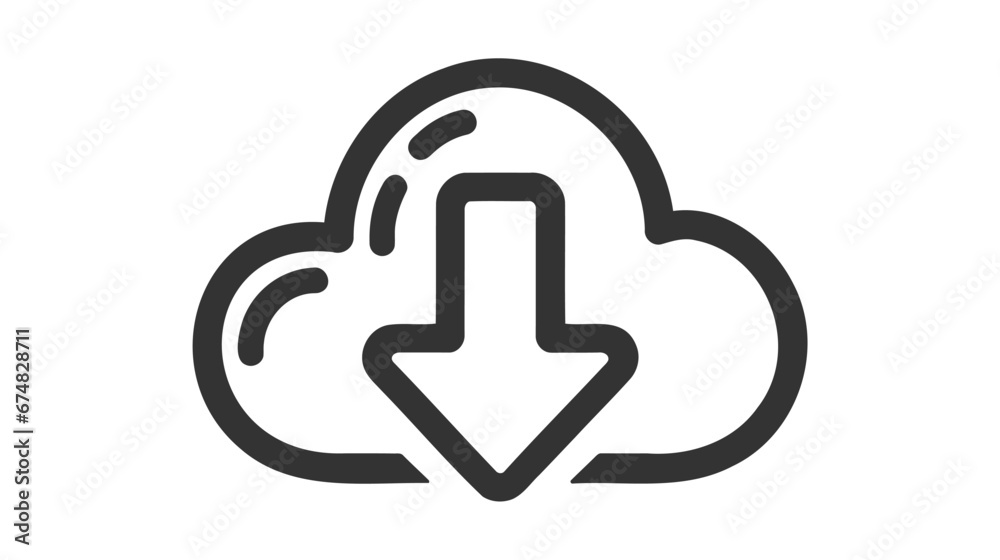 Cloud download outline isolated vector icon on white backgound Cloud download outline isolated vector icon on white backgound