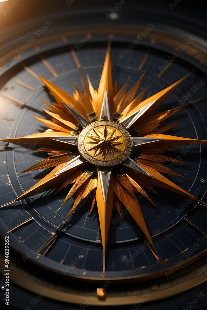 Close-up fantastic compass visual created with artificial intelligence