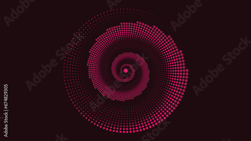 Abstract spiral vortex dotted symbol logotype background.