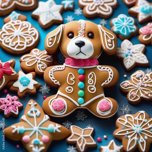 Cute Dog Gingerbread Cookie: Winter Details and Adorable Design
