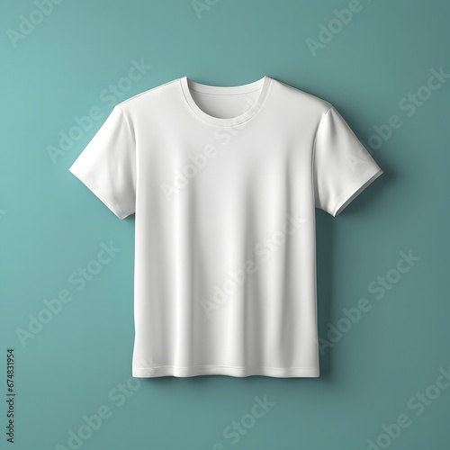 White t-shirt isolated on a blue background
