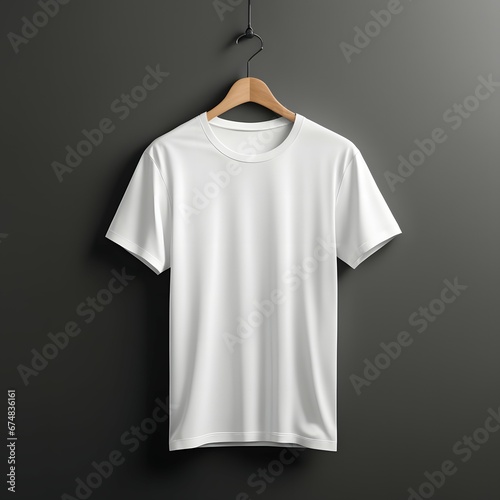 White t-shirt hanging on a hanger