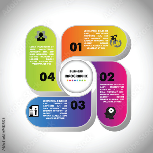 Four steps infographics design vector can be used for presentations, banner, flow chart, info graph, diagram, annual report, web design. Business concept with 4 options, steps or processes