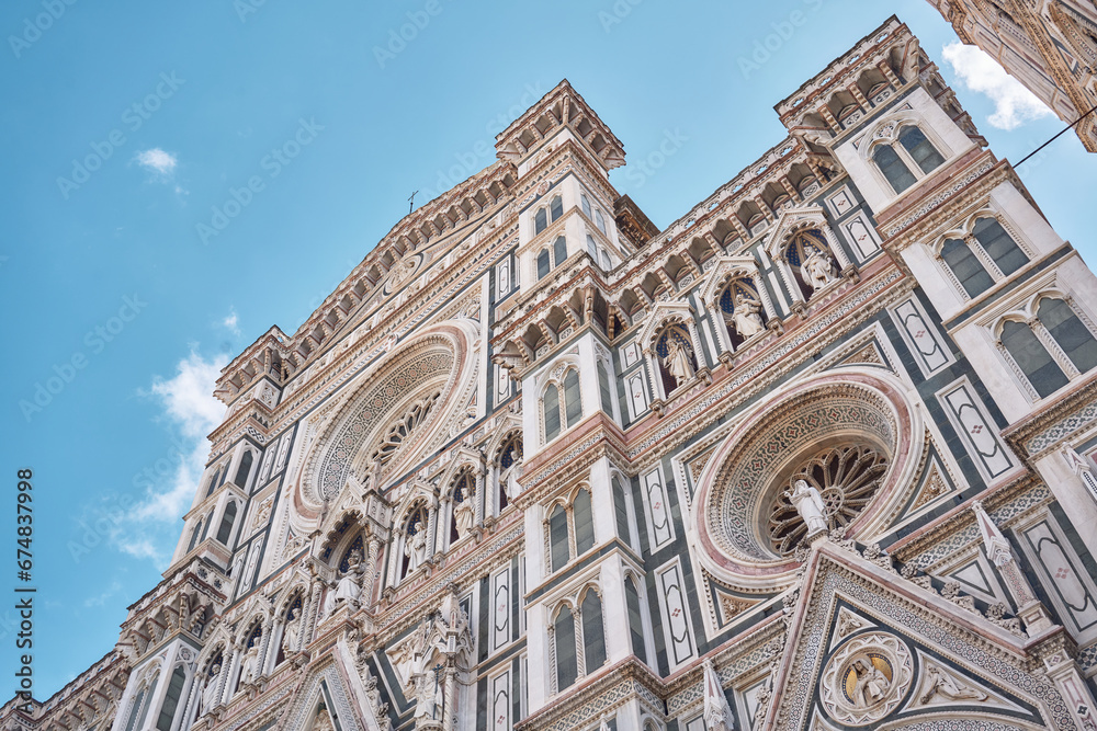 Detail from the bottom facade of the Cathedral of Santa Maria del Fiore in Florence