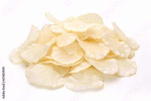 Crisps placed on blank canvas, signifying edible item.