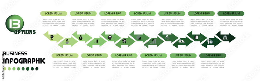 13 steps infographics design vector can be used for presentations ...
