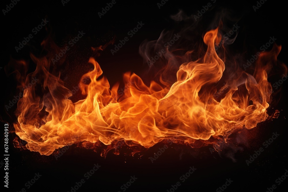 A close-up image of a fire on a black background. This captivating photo captures the intensity and beauty of flames. Perfect for adding warmth and energy to any creative project or design. A close-up image of a fire on a black background. This captivating photo captures the intensity and beauty of flames. Perfect for adding warmth and energy to any creative project or design.