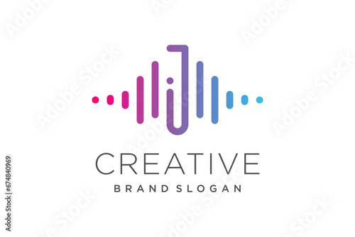 Music design element vector with creative letter J concept idea