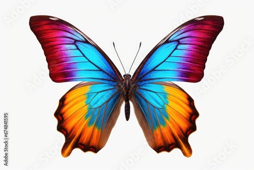 A vibrant butterfly captured on a clean white background. Perfect for adding a pop of color to any design project