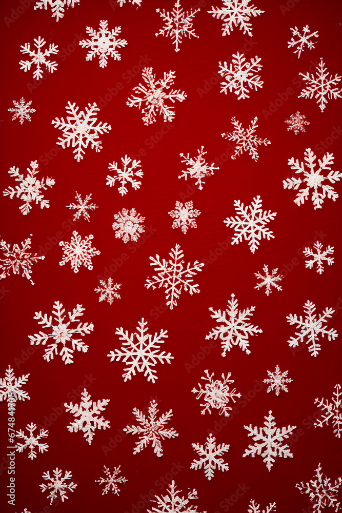 Red background with white snowflakes on it's sides. Red background with white snowflakes on it's sides.
