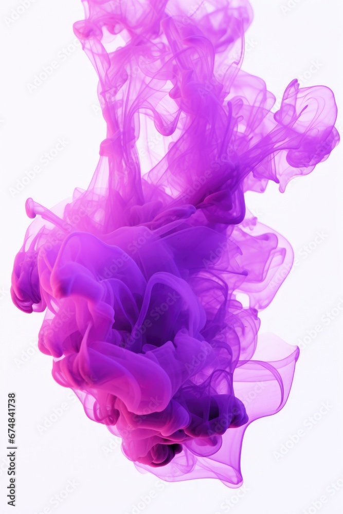 A close-up view of a purple substance suspended in water. This image can be used to depict concepts such as chemistry, science experiments, abstract art, or vibrant colors in nature A close-up view of a purple substance suspended in water. This image can be used to depict concepts such as chemistry, science experiments, abstract art, or vibrant colors in nature