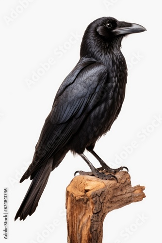 A black bird perched on top of a piece of wood. This image captures the beauty and simplicity of nature. Perfect for nature enthusiasts or bird lovers.
