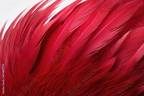 A detailed view of vibrant red bird feathers. Ideal for nature-themed designs or projects