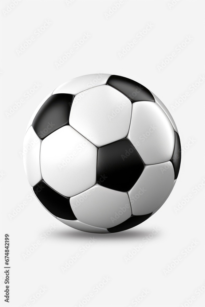 A black and white soccer ball on a white background. Perfect for sports-related designs and projects