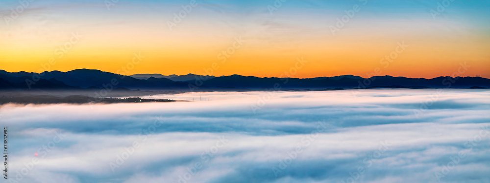 Panorama of cloud Inversion in valley from a view