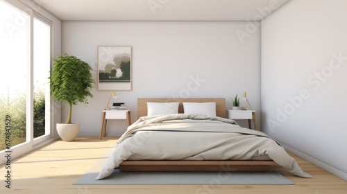 Home mockup, Bedroom interior, Minimal for realistic © Soontorn