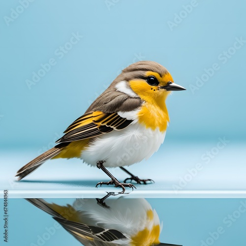 Colorful Small Bird Standing on White Surface