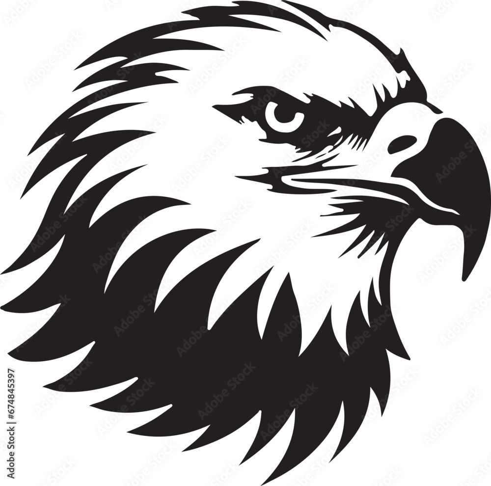 Fototapeta premium Eagle silhouette black and white logo template animal tattoo symbol and sign 