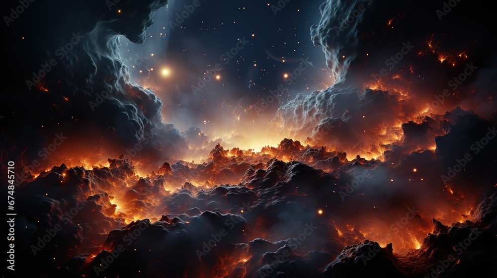 Intergalactic sky with scifi elements: Wallpaper and background