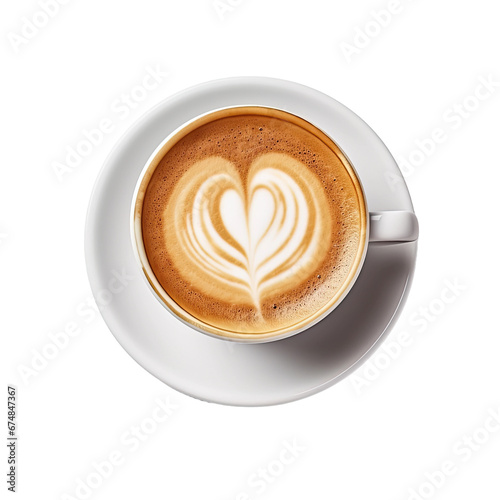 Latte Art Cappuccino on Transparent Background