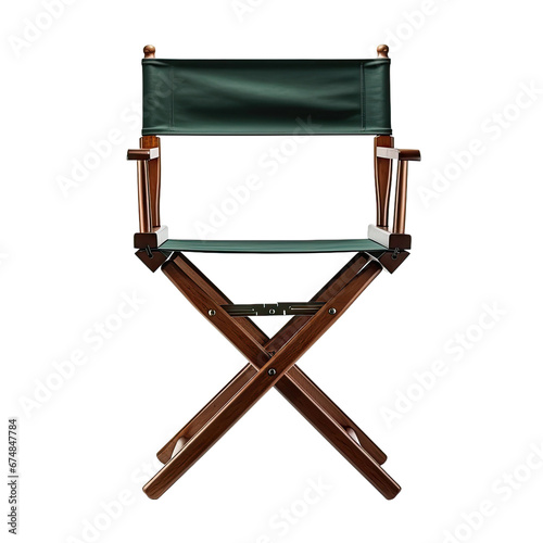 Classic Wooden Director’s Chair with Green Canvas Seat and Backrest, Foldable Design