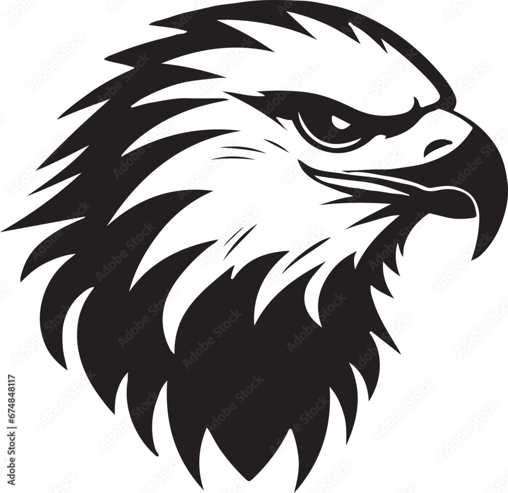 Fototapeta premium Eagle silhouette black and white logo template animal tattoo symbol and sign 
