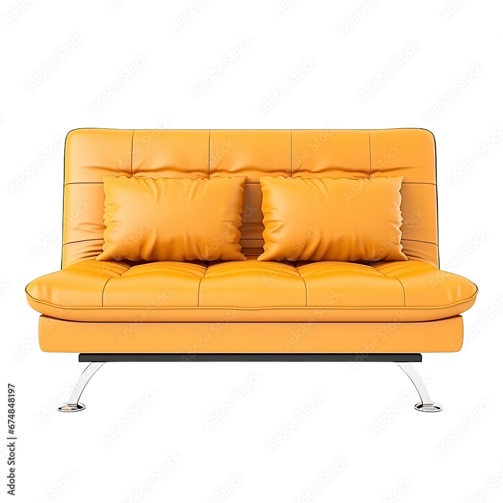 Fototapeta premium Vintage Yellow Sofa with Ornate Wooden Frame, Perfect for Classic and Elegant Interiors