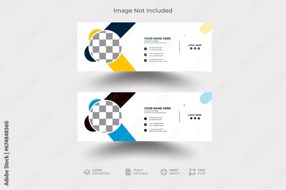 Modern creative business email signature template, email footer and personal social media cover Premium Vector, Corporate Email signature template, personal social media cover template, Elegant Corpor