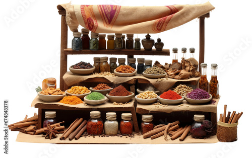 Vibrant Miniature Middle Eastern Market Stall on isolated background