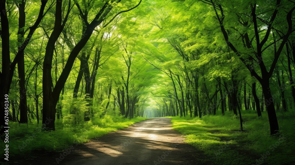 Naklejka premium field land beautiful green landscape illustration background outdoor, season sky, lawn spring field land beautiful green landscape