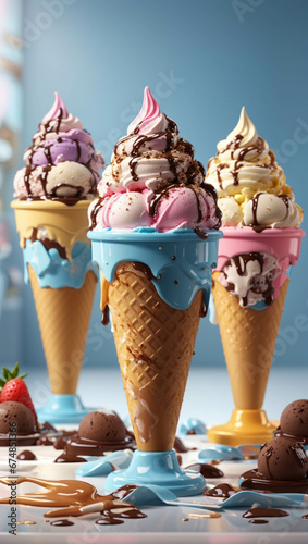 Cucuruchos de helados de colorines photo
