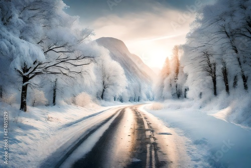 winter landscape with snow covered trees © Image Studio