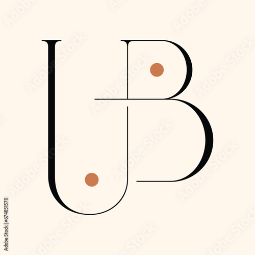 UB letter logo design on luxury background photo