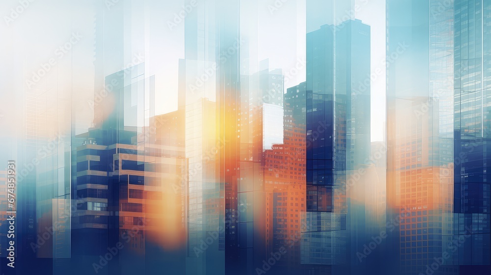 light blurry building city background illustration abstract modern, urban scape, blurred business light blurry building city background - obrazy, fototapety, plakaty 