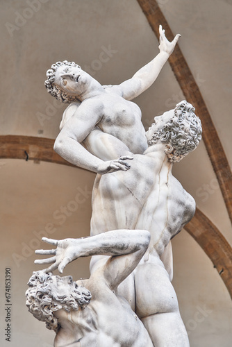 Close-up of the statue The Rape of the Sabine Women by Giambologna in Florence Loggia of Lanzi photo