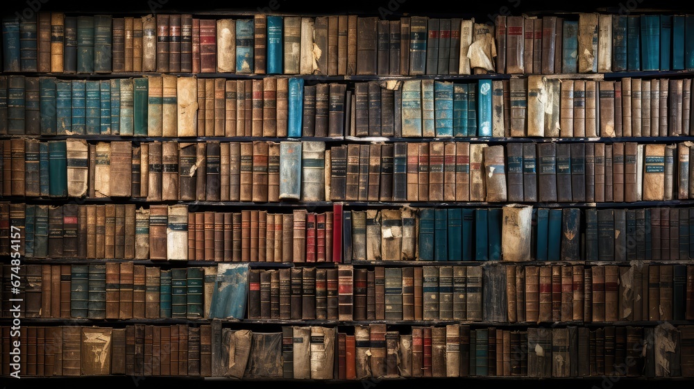 Old books in library - generative ai Old books in library - generative ai